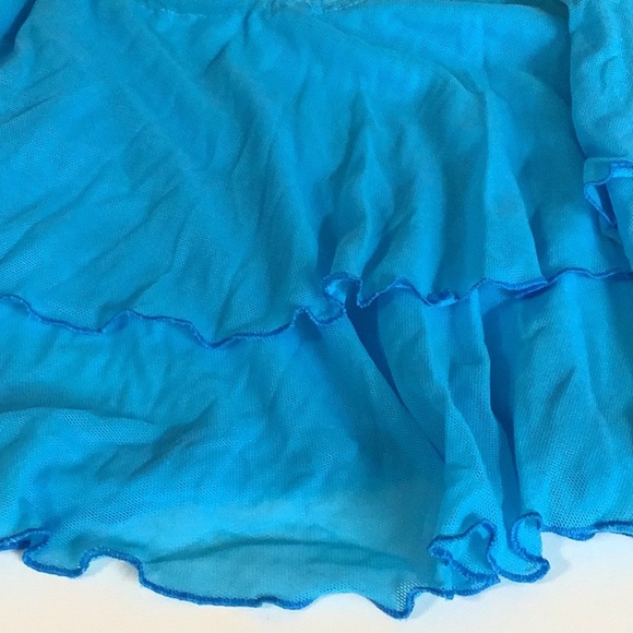 Zuliana Size Small Mesh Teal Ruffle Side Tie Mini Skirt. Made in USA. New - Picture 5 of 7